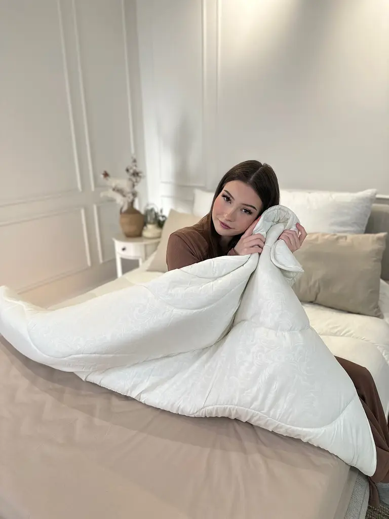 Ковдра євро вовняна Viluta Comfort 21423 200x220 см бежева - фото 9