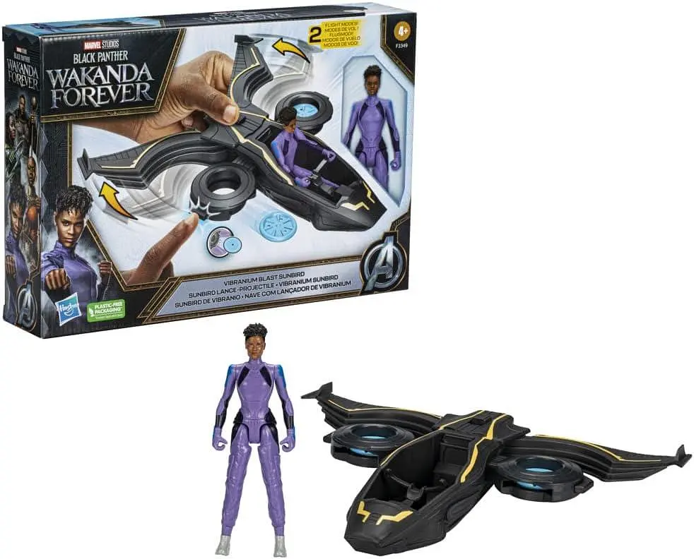 Ігровий набір Чорна Пантера з літаком Hasbro Marvel Black Panther Wakanda Forever and Vibranium Blast Sunbird фігурка 15 см (SKU-237) - фото 2
