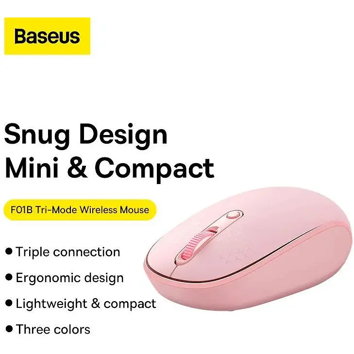 Мышь Baseus F01B Tri-Mode Wireless Mouse розовая - фото 9