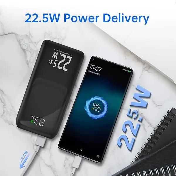 Портативний зарядний пристрій 10000 mAh-20000 mAh 22,5 Вт PD & QC 3.0 швидка зарядка 3 виходи 2 входи - фото 3