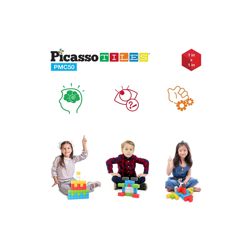 Конструктор Picasso магнітний Tiles Building Cubes 50 деталей (817338023645) - фото 5