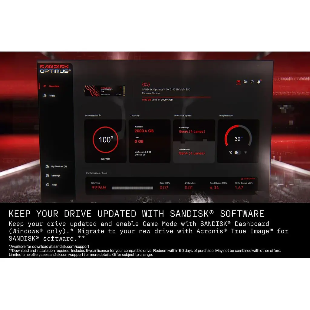 Накопитель SSD Sandisk m.2 NVMe 500GB GX 7100 PCI-E 4.0 (SDSP71500GAN-000E0) - фото 7