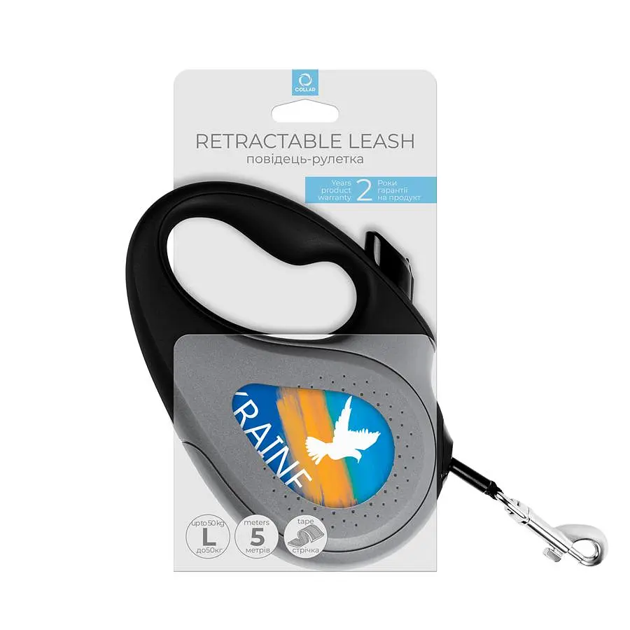 Повідець-рулетка для собак Waudog R-leash малюнок Прапор L до 50 кг 5 м - фото 2