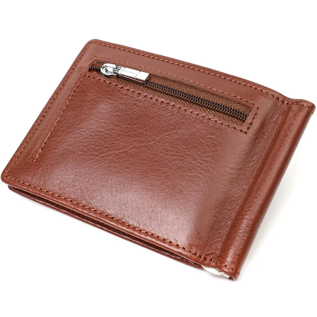 Зручний затискач для грошей із натуральної гладкої шкіри ST Leather 19427 коричневий - фото 6