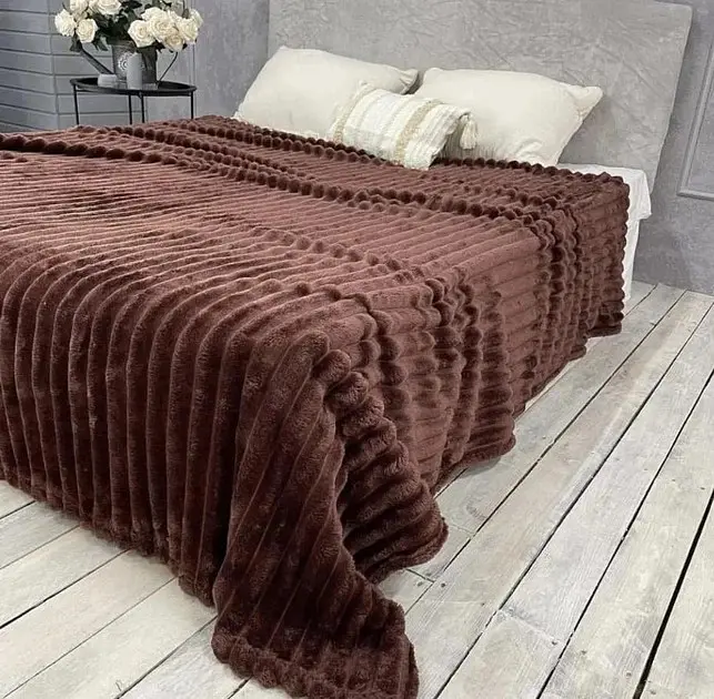 Плед полуторний Шарпей 150*200 см Коричневий Koloco - фото 6