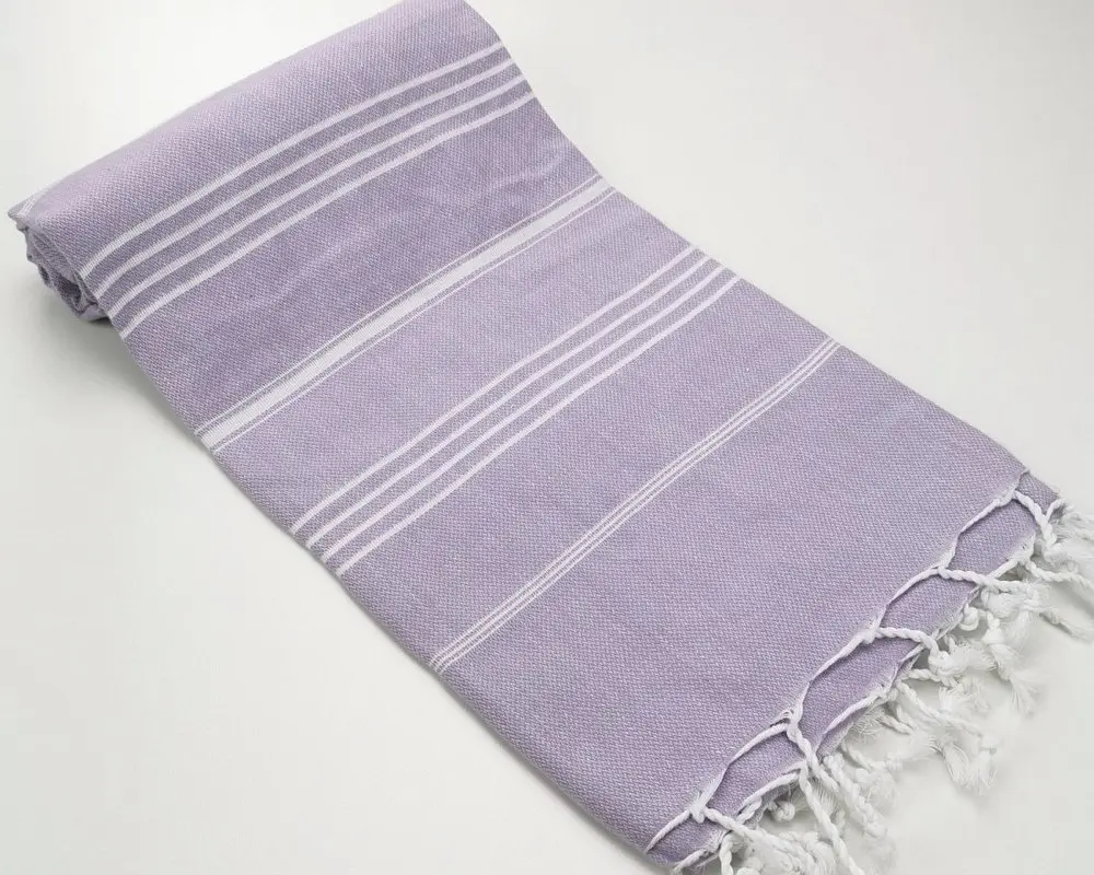 Рушник пештемаль Turkey Towel 100х180 см легкий великий для пляжу басейну бані сауни підстилка на дачу пікнік природу відпустку море полоса лавандовий - фото 2