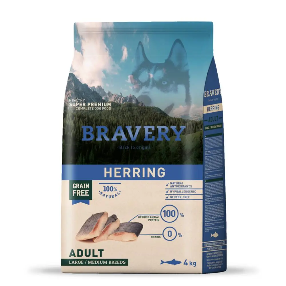 Сухий корм для собак cередніх та великих порід BRAVERY Herring Large/Medium Adult з оселедцем 4 кг
