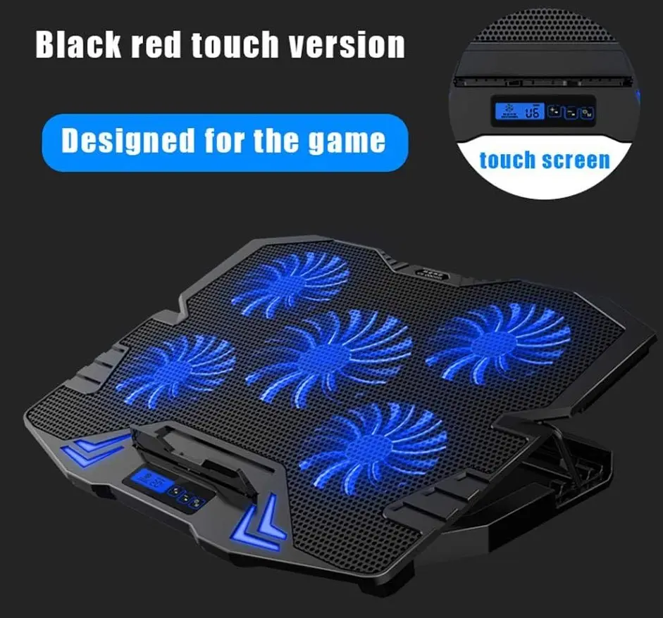 Охолоджувальна підставка для ноутбука 15.6 дюймів Ice Coorel K-5 Led Blue 5xfans - фото 3