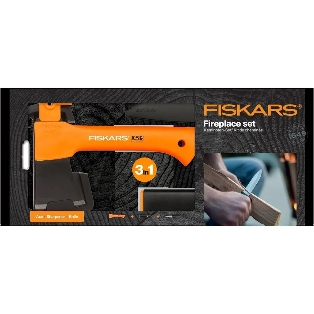 Подарунковий набір: Сокира Fiskars XXS X5 + Ніж Fiskars K40 + Точило Fiskars XSharp (1057913) - фото 2