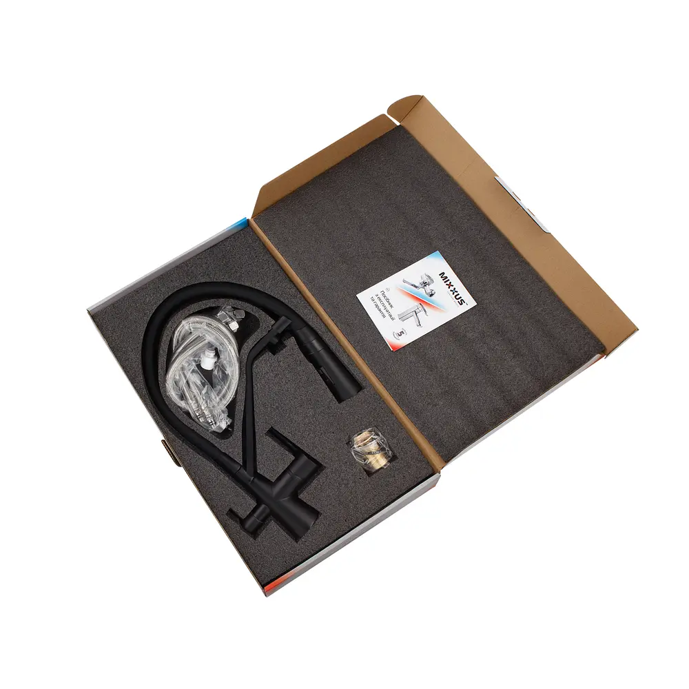 Смеситель для кухни Mixxus Premium Magnet 021 Black с гибким изливом MI6974 Черный матовый - фото 7