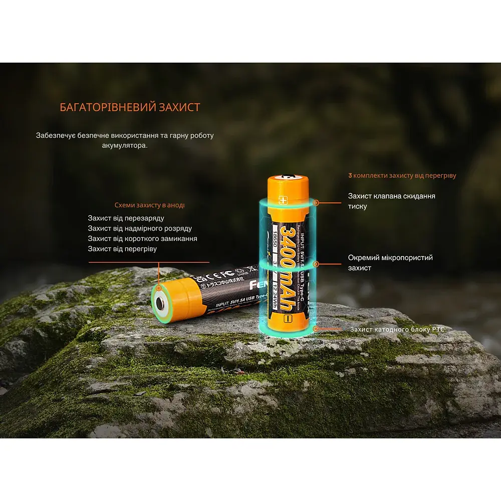 Акумулятор Fenix 18650 (3400 mAh) Type-C (ARB-L18-3400U-V30) - фото 10