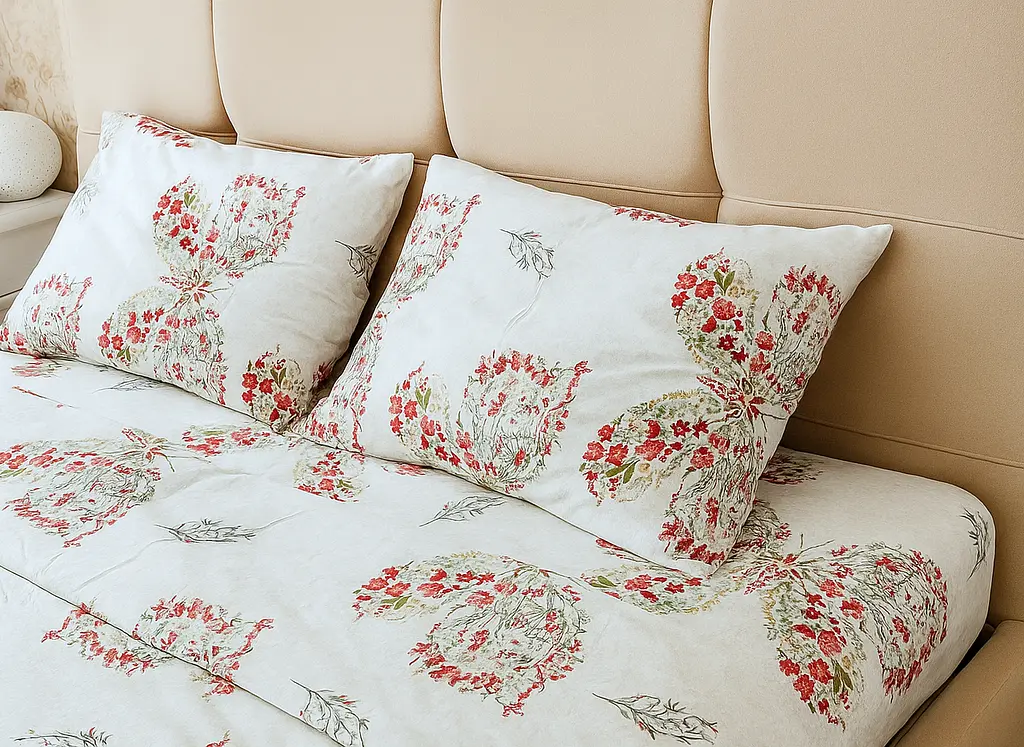 Комплект постільної білизни Ecotton двоспальний 180х215 см із фланелі теплий Butterfly білий (23798)