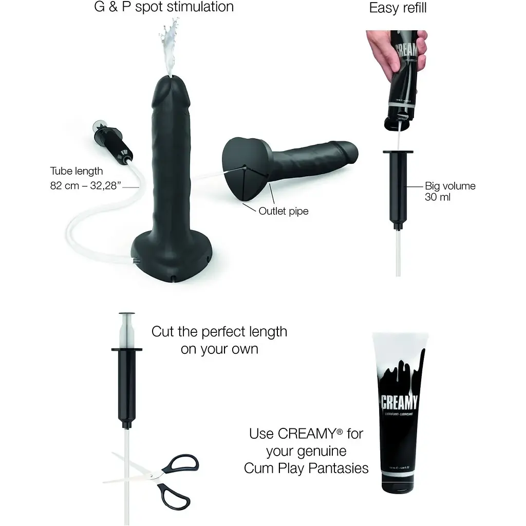 Фалоімітатор, що кінчає Strap-On-Me Squirting Cum Dildo Realistic Black L - фото 2