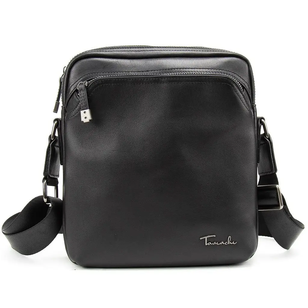 Чоловіча чорна шкіряна сумка через плече Tiding Bag SM8-9686-4A - фото 8