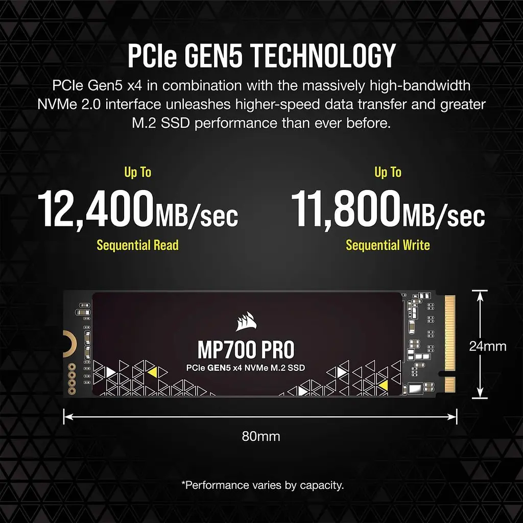 Накопитель SSD Corsair m.2 NVMe 4TB MP700 PRO PCIe Gen.5 x4 (CSSD-F4000GBMP700PNH) - фото 6