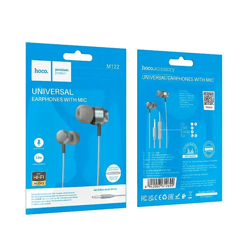 Наушники Hoco Power metal универсальные earphones with microphone M122 - фото 2