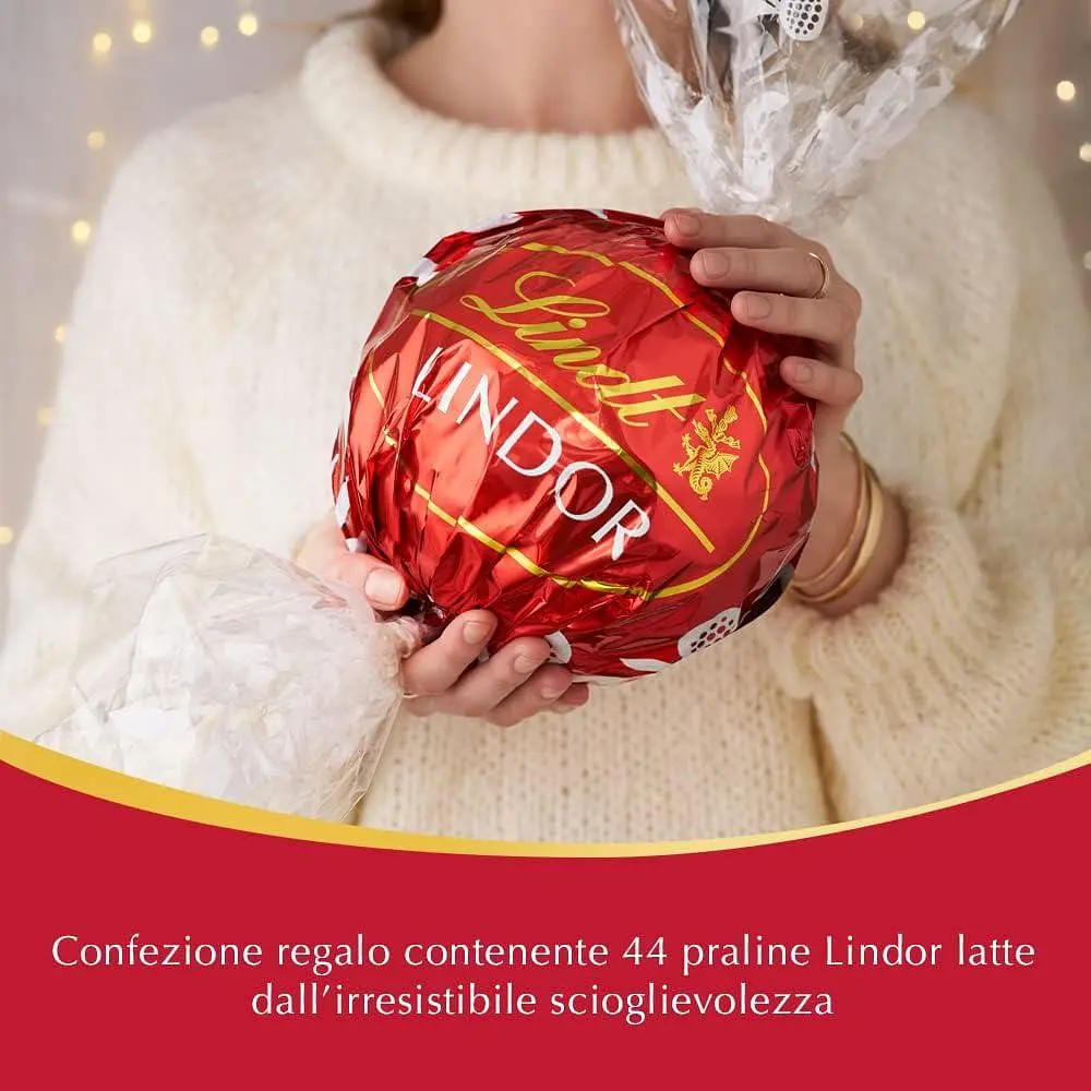 Подарунковий набір шоколадних цукерок Lindt Lindor Maxi Boule Praline di Cioccolato al Latte 44шт 550 г - фото 5