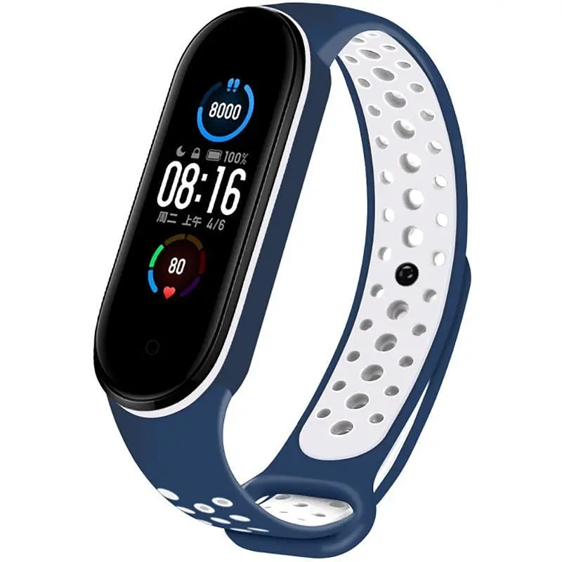 Ремінець Uwatch Replacement Sports Strap for Mi Band 5/6/7 Blue/White - фото 2