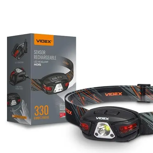 Ліхтар налобний Videx H015, Black, 330 лм, 5000K, до 85 м, 5 режимів роботи, світлодіод CREE XTE 5W, акумулятор (850 mAh, незнімний), IP67, 71 г (VLF-H015) - фото 2