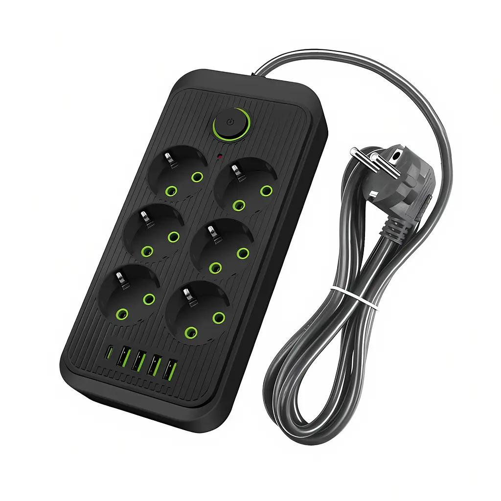 Мережевий фільтр подовжувач 1.7м 6 розеток, 4×USB, 1×Type-C на 11 пристроїв з кнопкою вимкнення
- фото 4