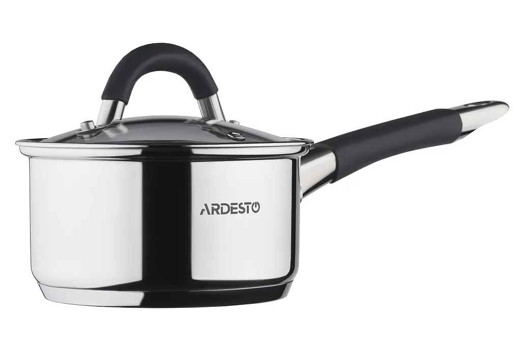 Ківш Ardesto зі скляною кришкою Gemini Salerno 0.8л нержавіюча сталь силікон kuh0014698 - фото 3