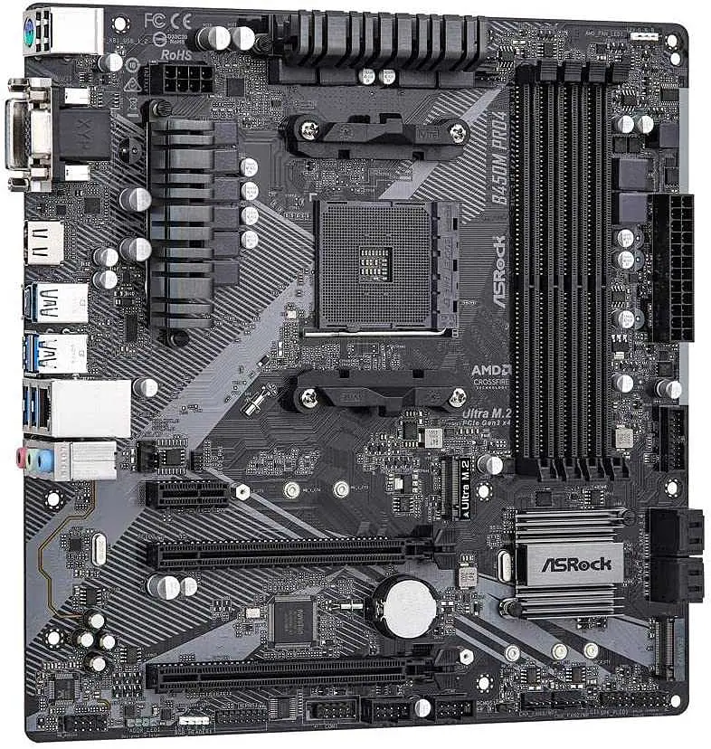 Материнська плата AsRock B450M Pro4 R2.0 (B450M Pro4 R2.0) (Socket AM4, AMD B450, Micro-ATX) - фото 2