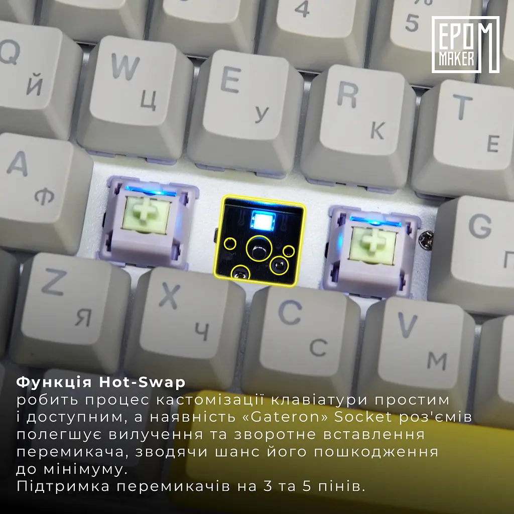 Клавіатура Epomaker EP84 Wisteria Linear White механічна бездротова (EP84-W-WL) - фото 7