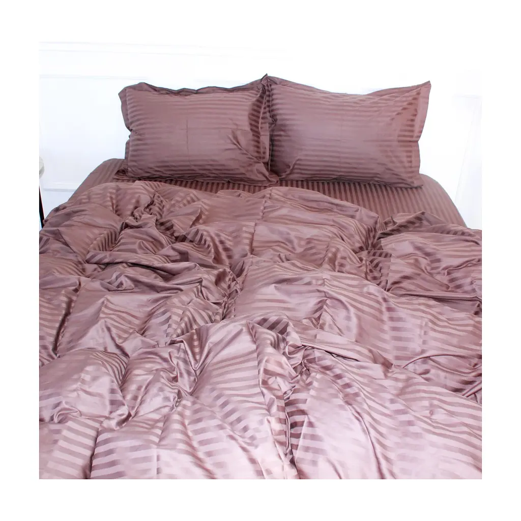 Постільна білизна MirSon SatinStripe 30-0006DarkBrown 200х220 Євро (2200005249468)