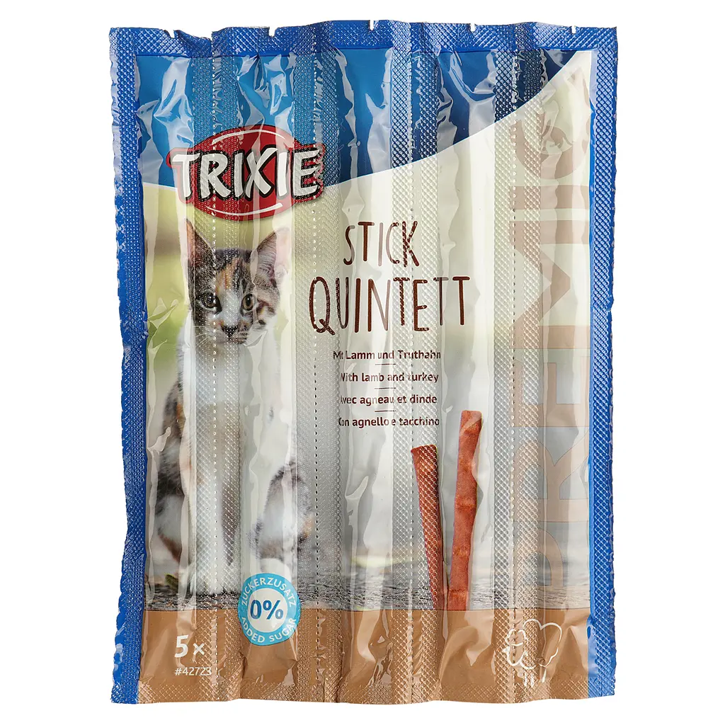 Набор лакомство для кошек Trixie Premio Quadro-Sticks, ягненок и индейка 5 шт по 25 г - фото 2