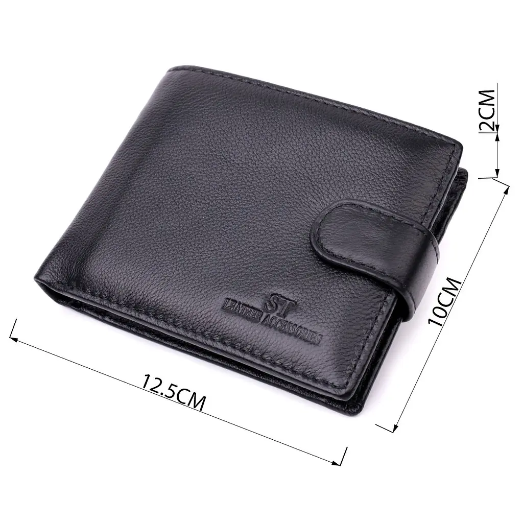 Горизонтальний чоловічий гаманець із натуральної шкіри ST Leather 22443 чорний - фото 4