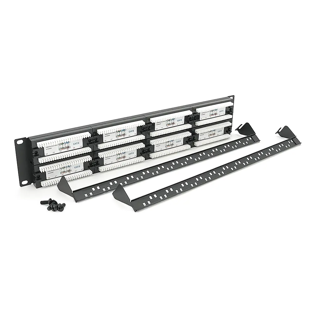 Патч-панель 48 порту UTP DUAL кат 6Е 19" 2U не екранована чорна Q20 - фото 3