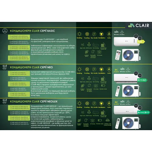 Кондиціонер Clair NEOLUX-12A-R32-IU/NEOLUX-12A-R32-OU NeoLux - фото 6
