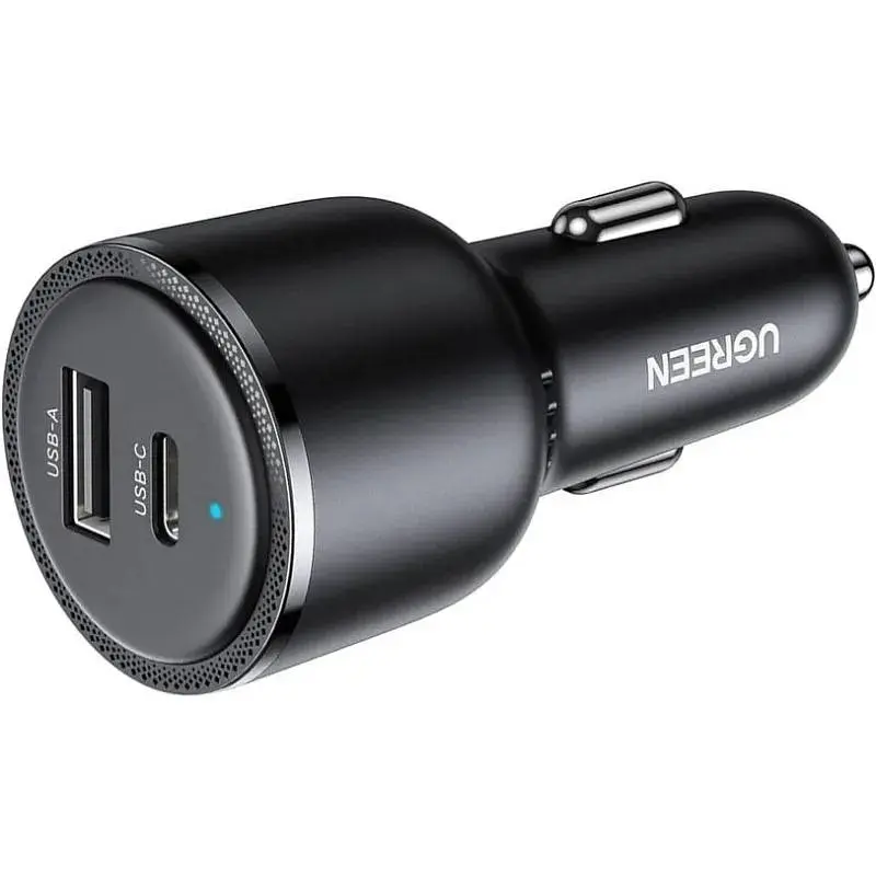 Автозарядка 2xUSB 63W (USB-C+USB-A) QC 3.0 Чорна (EC701) UGREEN (35023) - фото 2