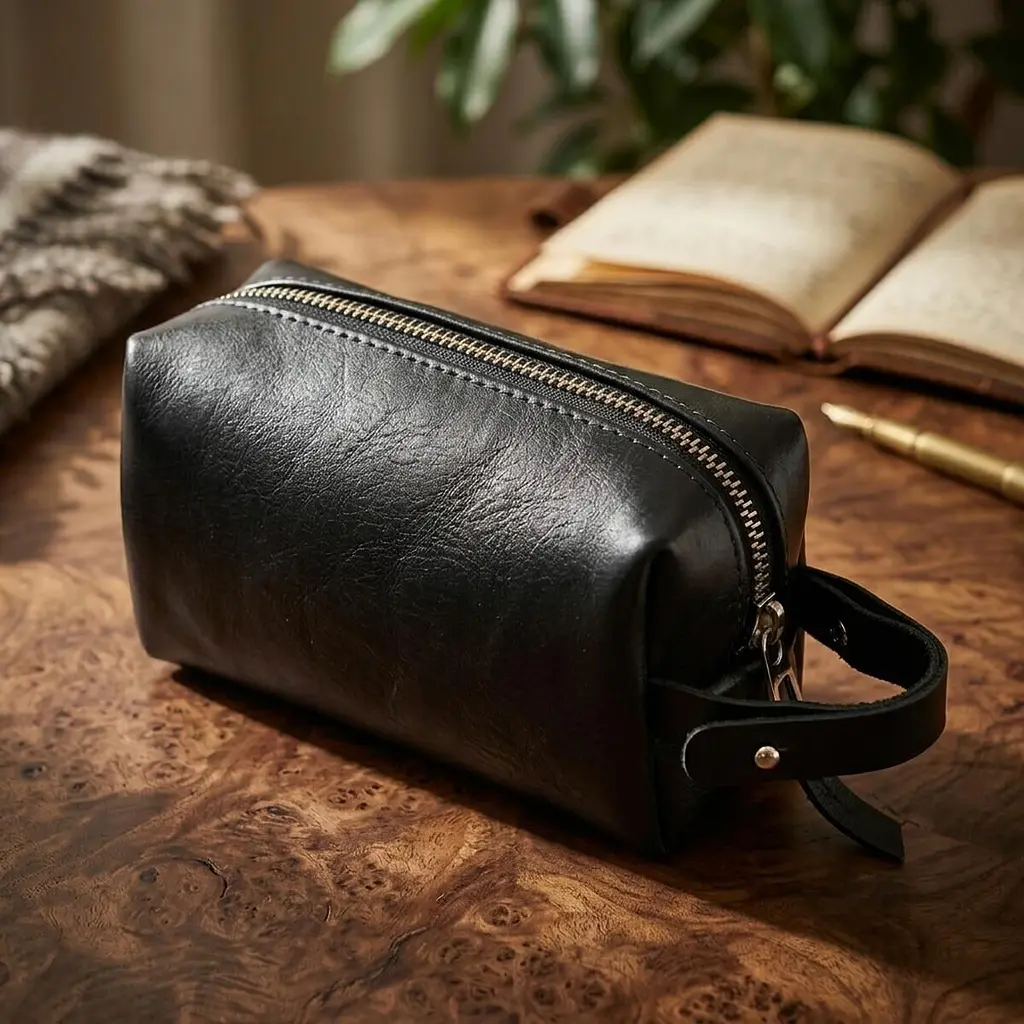 Невелика косметичка з гладкої шкіри на блискавці Україна Grande Pelle 16761 чорна - фото 4