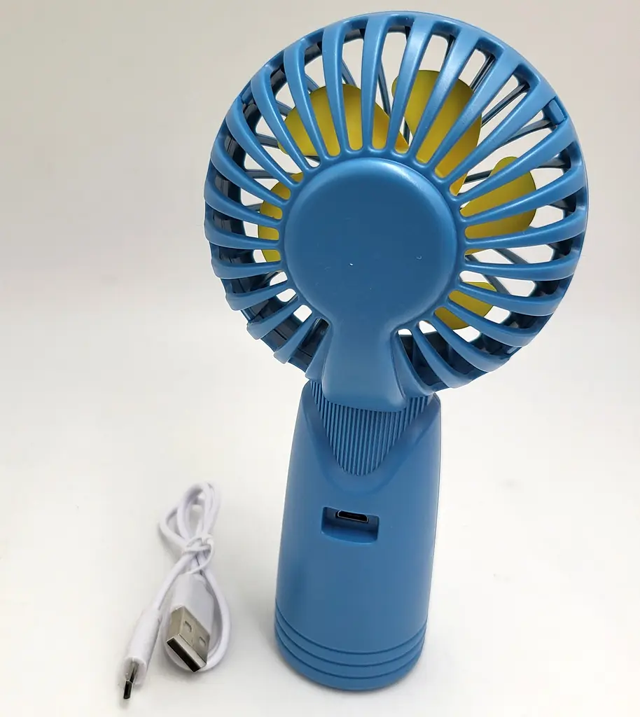 Вентилятор акумуляторний міні з ручкою USB діаметр 10см Handy Mini Fan AP223 синій - фото 2