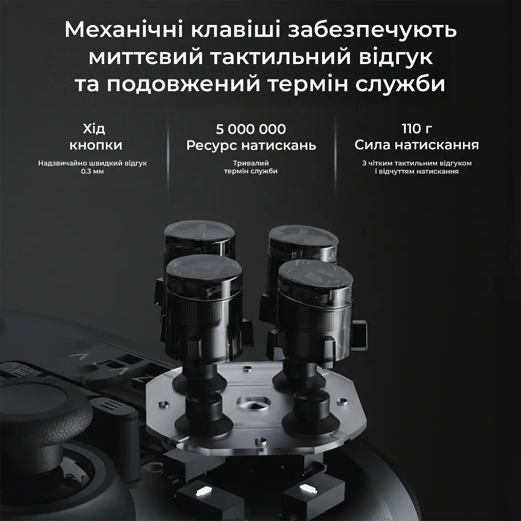 Геймпад Ajazz GP100 2.4G/BT/USB Switch/PC/iOS/Android RGB Black (GP100-B) - фото 8