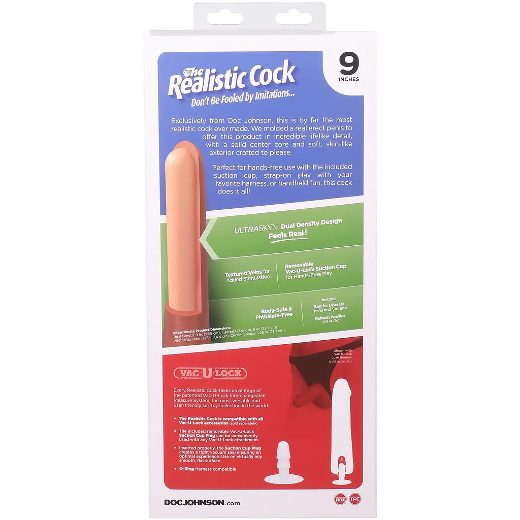 Фаллоимитатор Doc Johnson The Realistic Cock ULTRASKYN 9 Inch, 22.9 см - фото 11
