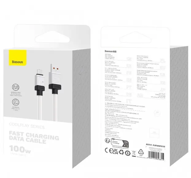 Кабель Baseus CoolPlay Series Fast Charging Cable USB to Type-C 100W 2m CAKW000702 White - фото 7