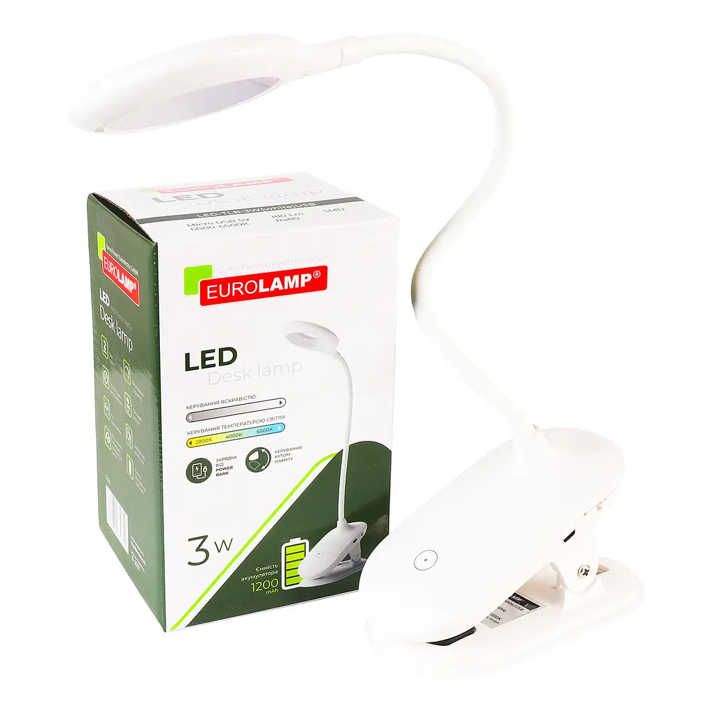 Настольная лампа Eurolamp LED SMART с аккумулятором 3W 2800-6500K dimmable USB Type-C белая (LED-TLB-3W(white)USB) - фото 6