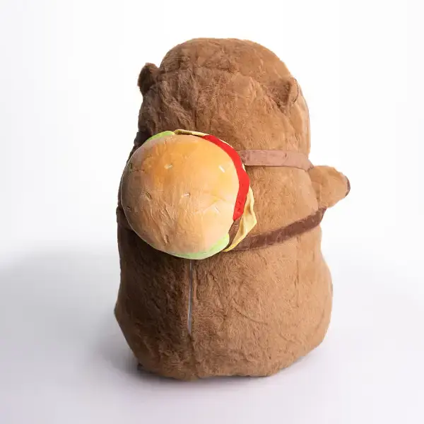 Игрушка-подушка Капибара с гамбургером и пледом 110x140 см детский коричневый плюшевый плед игрушка подушка детская ТМ COLORFUL HOME 520-8 - фото 4