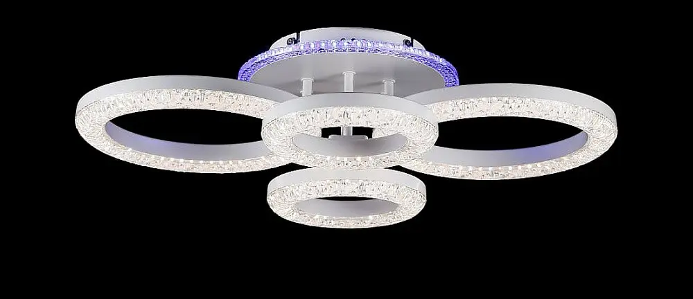 Люстра стельова LED Splendid Ray L2722/2+2, 4 лампи, білий, сучасний стиль, з пультом, димер, 15 см висота, 57 см діаметр - фото 6