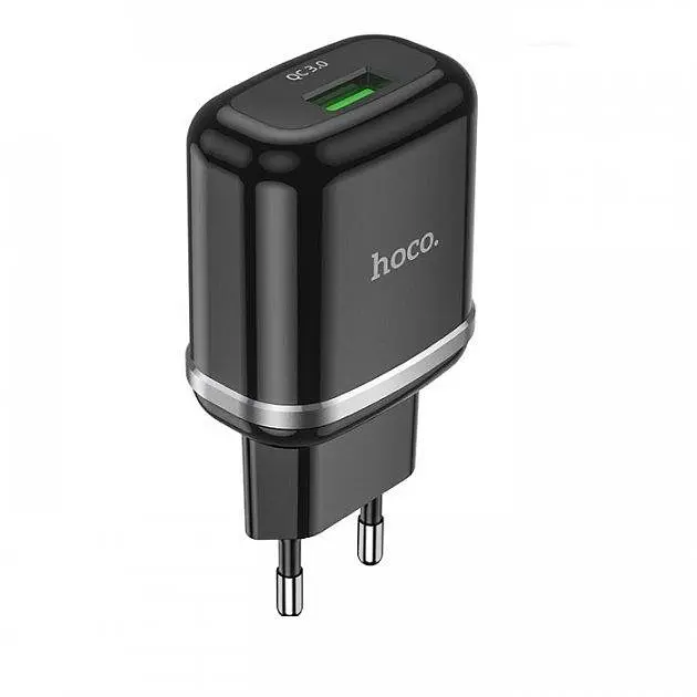 Мережевий зарядний пристрій Hoco N3 Special single port 1USB, QC3.0 3A Black - фото 2