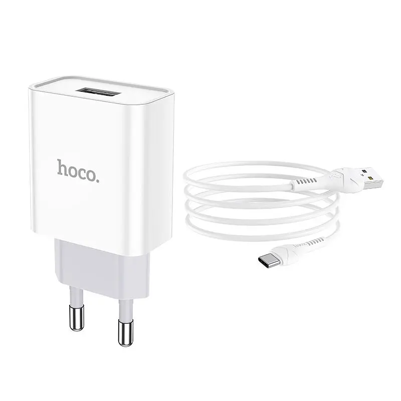 МЗП Hoco C81A Asombroso 2.1A (1USB-A) + кабель USB to Type-C Білий - фото 2