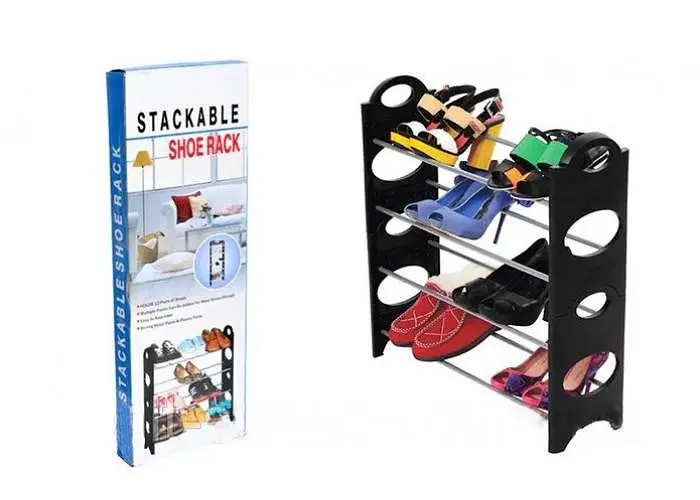 Полиця для взуття органайзер Amazing Stackable Shoe Rack на 4 полиці - фото 5