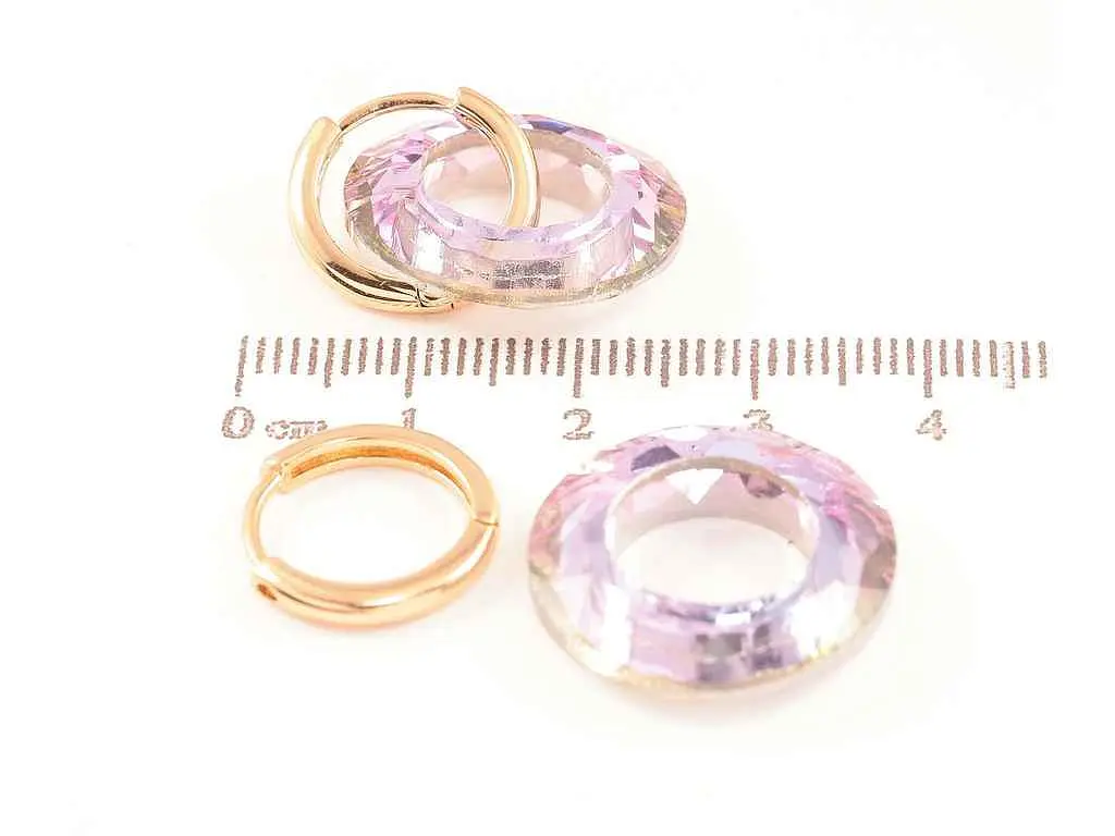 Сережки Xuping підвіски на кільцях позолота 18K "Кришталеві колечка" 2 в 1 287208 - фото 2