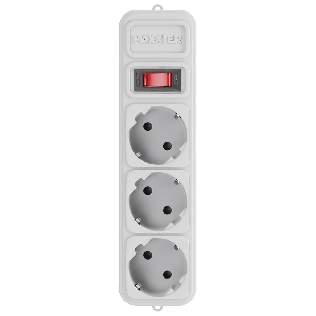 Мережевий фільтр Maxxter 3 розетки, 3м, белий (SPM3-G-10G)