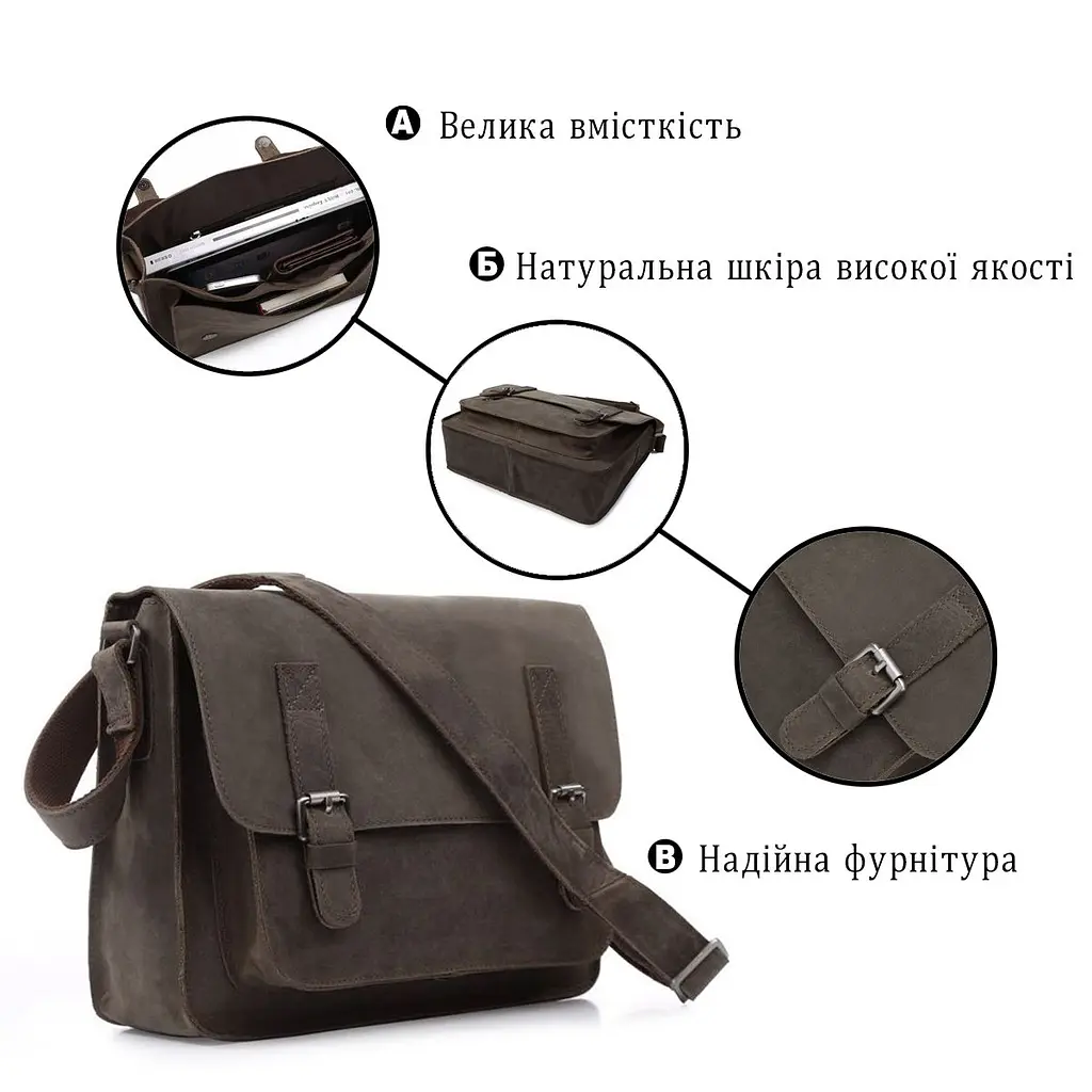 Сумка чоловіча 14097 Vintage сіра - фото 4