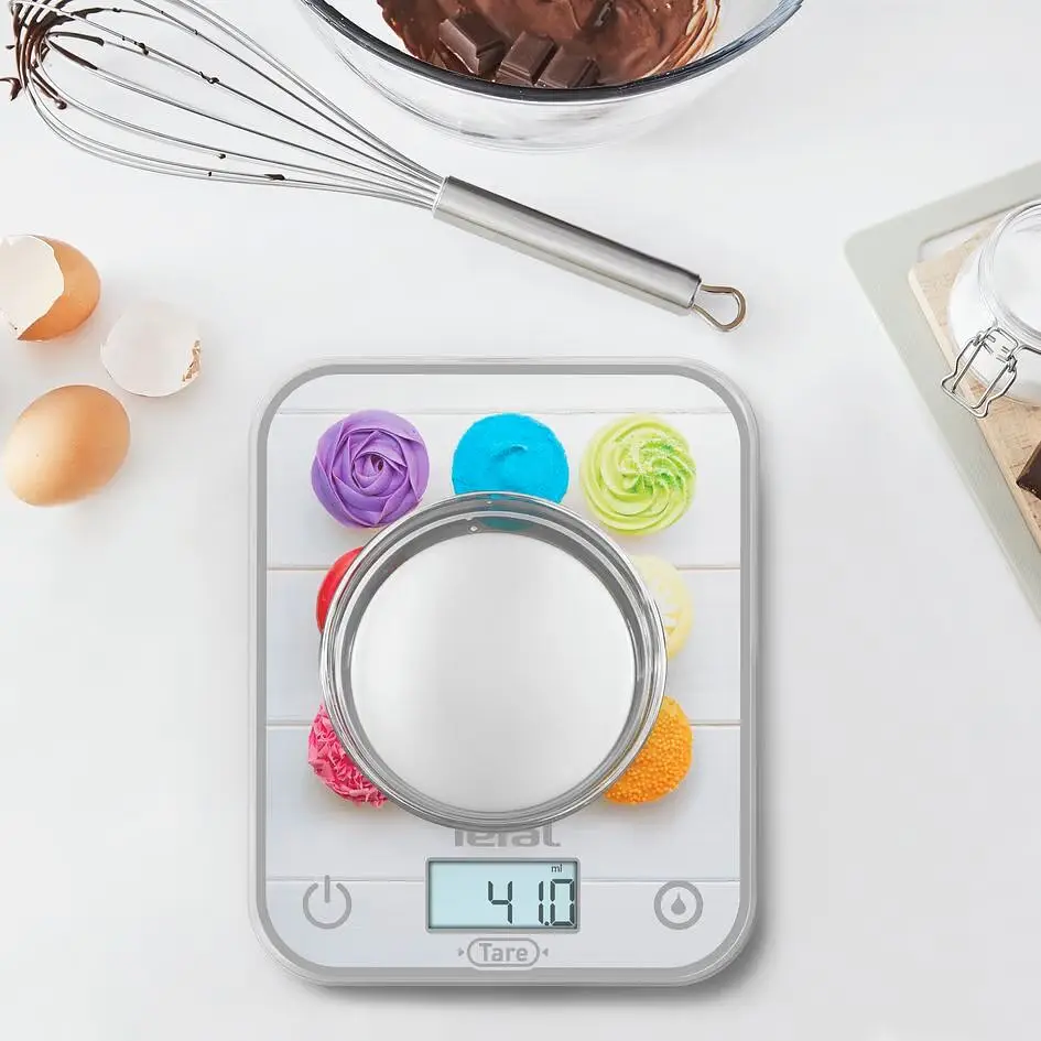 Весы кухонные Tefal Optiss Cake Pops 5 кг стекло AAAx2 в комплекте разноцветные (BC50D4V0) - фото 5