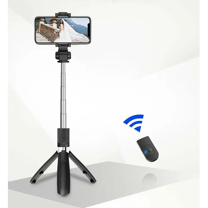 Селфи палка штатив тренога для телефона Bluetooth с пультом Selfie Stick L01 Чёрный - фото 2