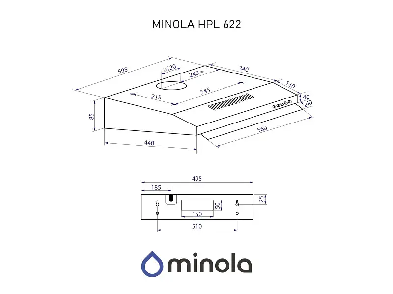 Витяжка пласка Minola HPL 622 BR - фото 11